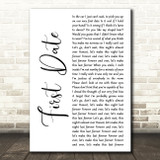 Blink-182 First Date White Script Decorative Wall Art Gift Song Lyric Print