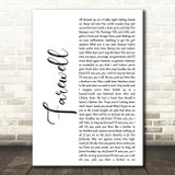 Rod Stewart Farewell White Script Decorative Wall Art Gift Song Lyric Print