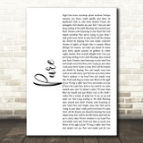 Lightning Seeds Pure White Script Decorative Wall Art Gift Song Lyric Print