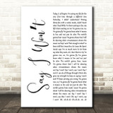 MercyMe Say I Wont White Script Decorative Wall Art Gift Song Lyric Print