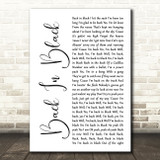 ACDC Back In Black White Script Decorative Wall Art Gift Song Lyric Print