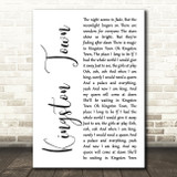 UB40 Kingston Town White Script Decorative Wall Art Gift Song Lyric Print