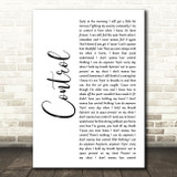 Zoe Wees Control White Script Decorative Wall Art Gift Song Lyric Print