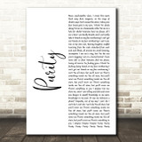 Slipknot Purity White Script Decorative Wall Art Gift Song Lyric Print