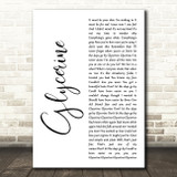 Bush Glycerine White Script Decorative Wall Art Gift Song Lyric Print