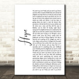 R.E.M. Hope White Script Decorative Wall Art Gift Song Lyric Print