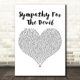 The Rolling Stones Sympathy For The Devil White Heart Decorative Wall Art Gift Song Lyric Print