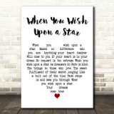 Cliff Edwards When You Wish Upon a Star White Heart Decorative Wall Art Gift Song Lyric Print