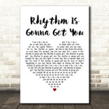 Gloria Estefan Rhythm Is Gonna Get You White Heart Decorative Wall Art Gift Song Lyric Print