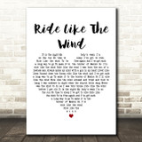 Christopher Cross Ride Like The Wind White Heart Decorative Wall Art Gift Song Lyric Print