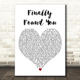 Enrique Iglesias Finally Found You White Heart Decorative Wall Art Gift Song Lyric Print