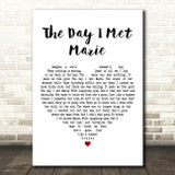 Cliff Richard The Day I Met Marie White Heart Decorative Wall Art Gift Song Lyric Print