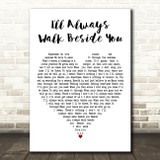 Richie Sambora I'll Always Walk Beside You White Heart Decorative Gift Song Lyric Print