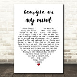 Michael Bolton Georgia On My Mind White Heart Decorative Wall Art Gift Song Lyric Print