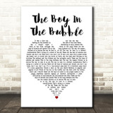 Paul Simon The Boy in the Bubble White Heart Decorative Wall Art Gift Song Lyric Print