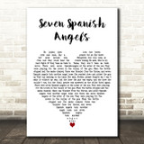 Ray Charles & Willie Nelson Seven Spanish Angels White Heart Wall Art Song Lyric Print