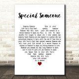 Winston Francis Special Someone White Heart Decorative Wall Art Gift Song Lyric Print