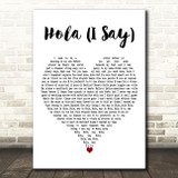 Marco Mengoni Featuring Tom Walker Hola (I Say) White Heart Wall Art Song Lyric Print