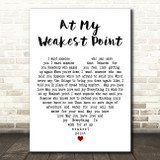 Ricky Ross At My Weakest Point White Heart Decorative Wall Art Gift Song Lyric Print