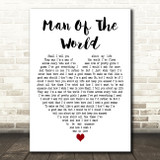 Fleetwood Mac Man Of The World White Heart Decorative Wall Art Gift Song Lyric Print