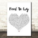 The Rolling Stones Fool To Cry White Heart Decorative Wall Art Gift Song Lyric Print