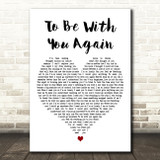 Level 42 To Be With You Again White Heart Decorative Wall Art Gift Song Lyric Print