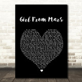 Ash Girl From Mars Black Heart Song Lyric Quote Print