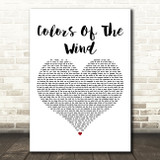 Judy Kuhn Colors Of The Wind White Heart Decorative Wall Art Gift Song Lyric Print