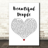 Chris Brown Beautiful People White Heart Decorative Wall Art Gift Song Lyric Print