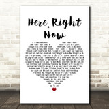 Joshua Radin Here, Right Now White Heart Decorative Wall Art Gift Song Lyric Print