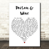 The Civil Wars Poison & Wine White Heart Decorative Wall Art Gift Song Lyric Print
