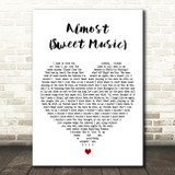 Hozier Almost (Sweet Music) White Heart Decorative Wall Art Gift Song Lyric Print