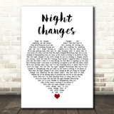 One Direction Night Changes White Heart Decorative Wall Art Gift Song Lyric Print