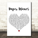 Alexander Jean Paper Planes White Heart Decorative Wall Art Gift Song Lyric Print