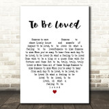 Jackie Wilson To Be Loved White Heart Decorative Wall Art Gift Song Lyric Print