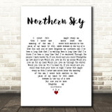 Nick Drake Northern Sky White Heart Decorative Wall Art Gift Song Lyric Print