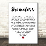 Bryan Ferry Shameless White Heart Decorative Wall Art Gift Song Lyric Print
