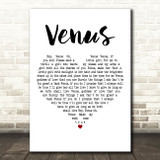 Frankie Avalon Venus White Heart Decorative Wall Art Gift Song Lyric Print