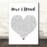 Usher Here I Stand White Heart Decorative Wall Art Gift Song Lyric Print