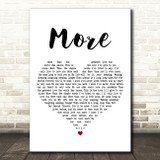 Nat King Cole More White Heart Decorative Wall Art Gift Song Lyric Print