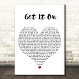 T. Rex Get It On White Heart Decorative Wall Art Gift Song Lyric Print