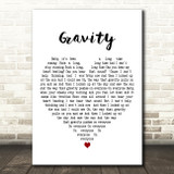 Coldplay Gravity White Heart Decorative Wall Art Gift Song Lyric Print