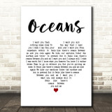 Seafret Oceans White Heart Decorative Wall Art Gift Song Lyric Print
