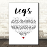 ZZ Top Legs White Heart Decorative Wall Art Gift Song Lyric Print