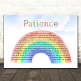 Tom Grennan Patience Watercolour Rainbow & Clouds Decorative Wall Art Gift Song Lyric Print