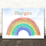 George Ezra Shotgun Watercolour Rainbow & Clouds Decorative Wall Art Gift Song Lyric Print