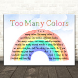 Teena Marie Too Many Colors Watercolour Rainbow & Clouds Decorative Gift Song Lyric Print