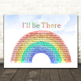 Jane McDonald I'll Be There Watercolour Rainbow & Clouds Decorative Gift Song Lyric Print