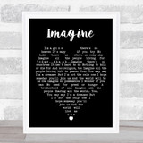 Imagine John Lennon Black Heart Quote Song Lyric Print