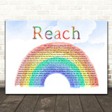 S Club 7 Reach Watercolour Rainbow & Clouds Decorative Wall Art Gift Song Lyric Print